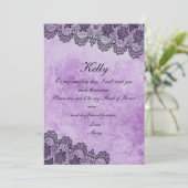 Invitation Noir Dentelle Violet Demoiselle d'Honneur Mariage (Debout devant)