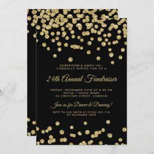 Invitation Noir d'entreprise de confettis de parties