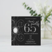 Invitation Noir & Diamant Argent 65 Fête d'anniversaire 65 an (Debout devant)