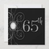 Invitation Noir & Diamant Argent 65 Fête d'anniversaire 65 an (Dos)