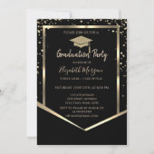 Invitation Noir, Diamants Gold Graduation Cap Graduation (Devant)