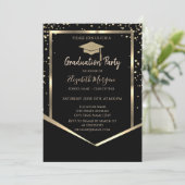 Invitation Noir, Diamants Gold Graduation Cap Graduation (Debout devant)