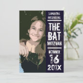 Invitation Noir d'invitation de photo de bat mitzvah de (Debout devant)