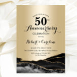 Invitation Noir d'or 50e anniversaire<br><div class="desc">Invitation du 50e anniversaire en marbre noir et or. Design formel élégant avec agate marbre arrière - plan,  fausse parties scintillant or et typographie de police. Carte invitation tendance parfaite pour une célébration d'anniversaire mariage élégante. Invitations Zazzle imprimées ou téléchargement instantané modèle imprimable numérique.</div>