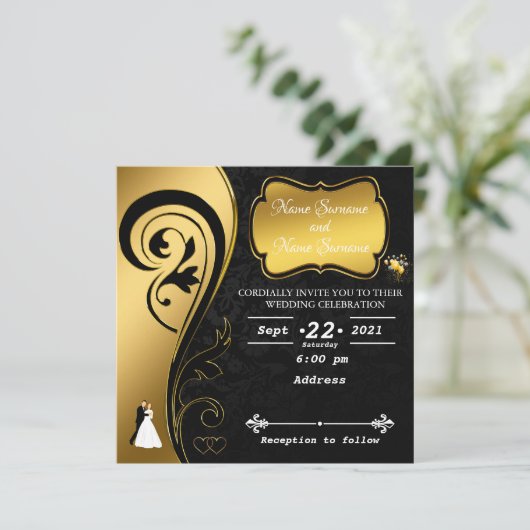 Invitation Noir doré (Debout devant)