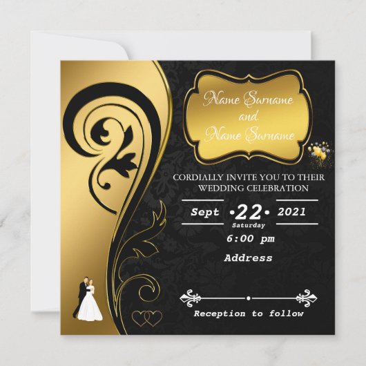 Invitation Noir doré (Devant)