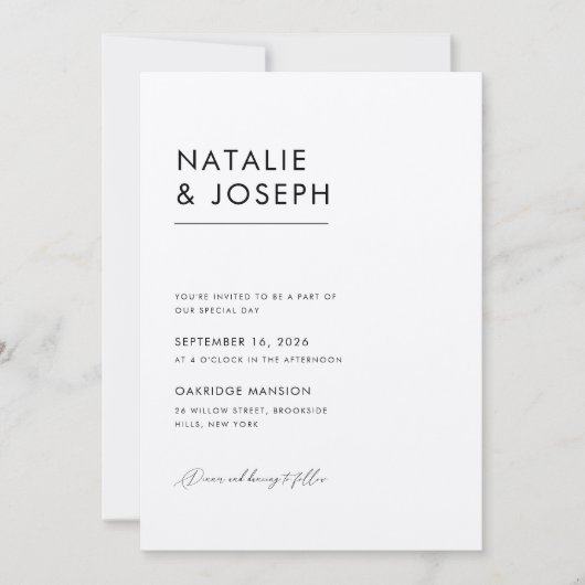 Invitation Noir & Ecru QR Code Tout en un Mariage (Devant)