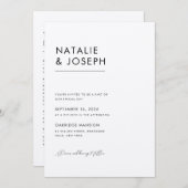 Invitation Noir & Ecru QR Code Tout en un Mariage (Devant / Derrière)