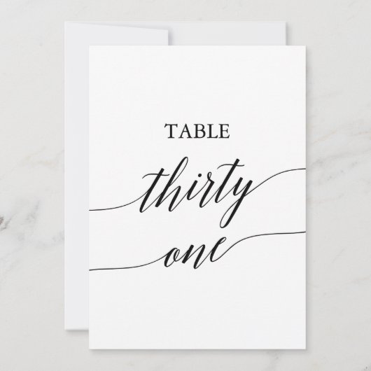 Invitation Noir élégant 5x7 Numéro de tableau imprimable 31 (Dos)
