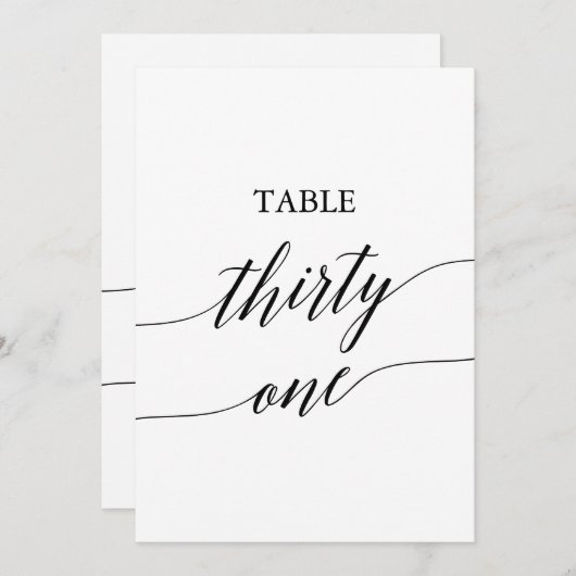 Invitation Noir élégant 5x7 Numéro de tableau imprimable 31 (Devant / Derrière)