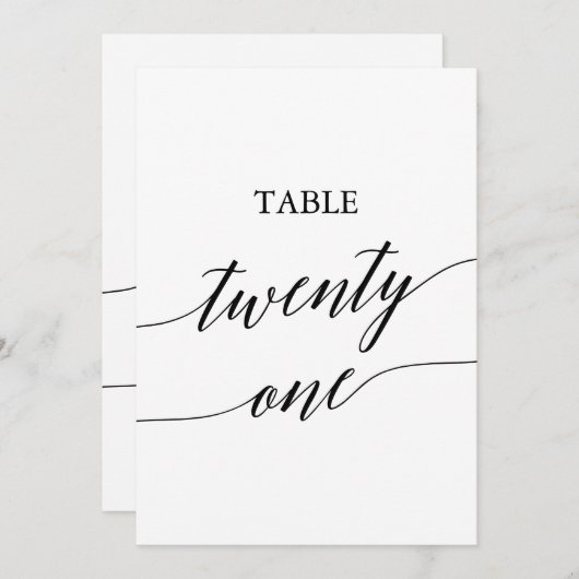 Invitation Noir élégant 5x7 Numéro du tableau imprimable 21 (Devant / Derrière)