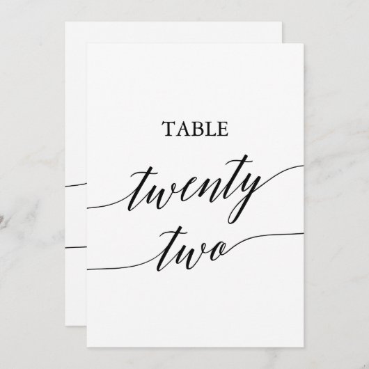 Invitation Noir élégant 5x7 Numéro du tableau imprimable 22 (Devant / Derrière)