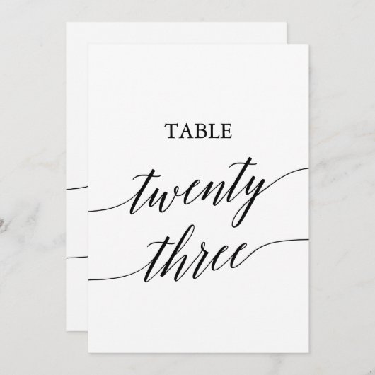 Invitation Noir élégant 5x7 Numéro du tableau imprimable 23 (Devant / Derrière)