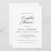 Invitation Noir Élégant Couples Moderne Calligraphie Douche (Devant / Derrière)