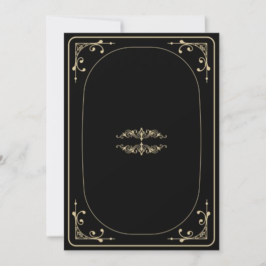 Invitation Noir Elegant Deco Gold Retro Mariage (Dos)