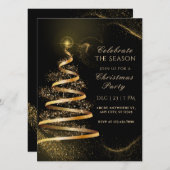 Invitation noir élégant fête Noël saison (Devant / Derrière)