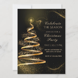 Invitation noir élégant fête Noël saison