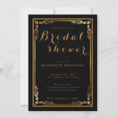 Invitation noir élégant pour une douche de luxe nu (Devant)