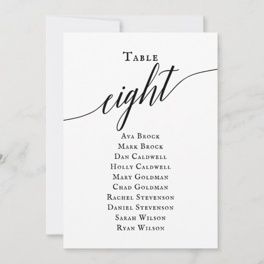 Invitation Noir élégant Script Tableau Numéro 8 Tableau de si (Dos)