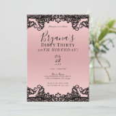 Invitation Noir en Dentelle Sale 30 30e Anniversaire Rose Pêc (Debout devant)