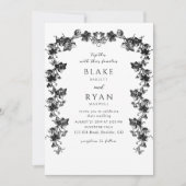 Invitation Noir Enchantant Garland Mariage élégant (Devant)