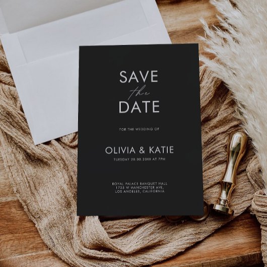 Invitation Noir Enregistrer le Modèle de date