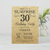 Invitation Noir et anniversaire de surprise de parties (Debout devant)