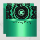 Invitation Noir et Aqua d'invitation d'anniversaire (Devant / Derrière)