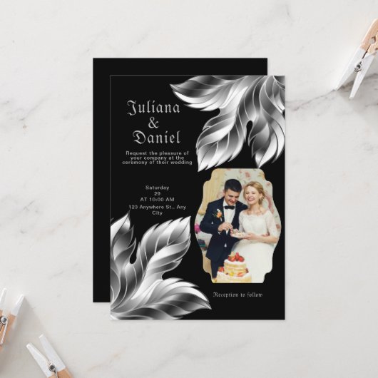 INVITATION NOIR ET ARGENT (Devant/Arrière en situation)