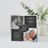 Invitation Noir et Argent 25e Anniversaire de Mariage (Debout devant)