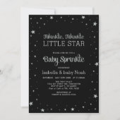 Invitation Noir et argent | Baby shower Twinkle Little Star (Devant)
