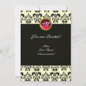 Invitation NOIR ET ARGENT DAMASK MONOGRAM, rouge rubis blanc (Dos)