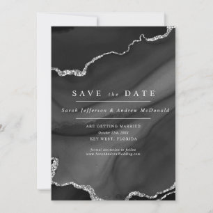 Invitation Noir et argent Enregistrer la date