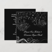 Invitation Noir et Argent Orné de Floraisons Post Mariage (Devant / Derrière)