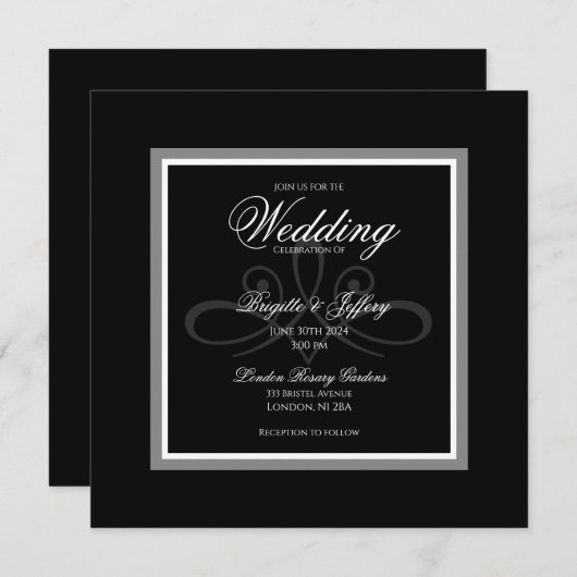 Invitation noir et blanc (Devant / Derrière)