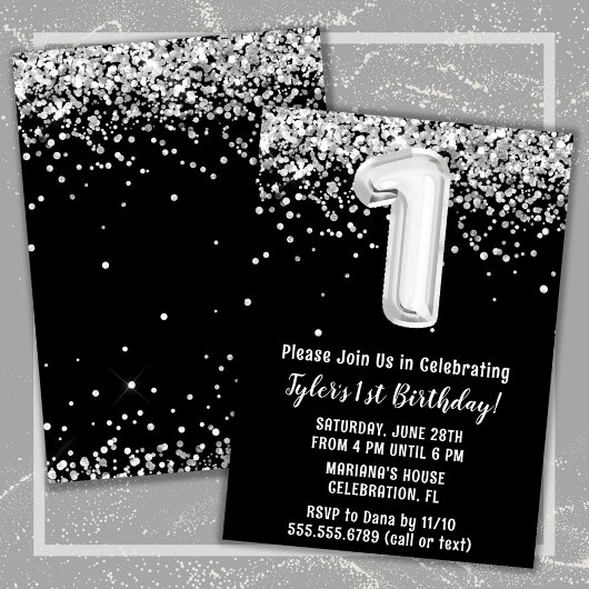 Invitation Noir et blanc 1er anniversaire