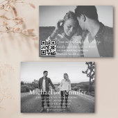Invitation noir et blanc 2 photos qr code rsvp mariage