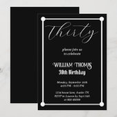 Invitation Noir et blanc 30e anniversaire Simple moderne Tren (Devant / Derrière)