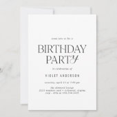 Invitation Noir et blanc | Anniversaire simple et moderne (Devant)