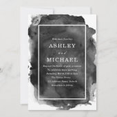 Invitation Noir et blanc Aquarelle Splash Mariage moderne (Devant)