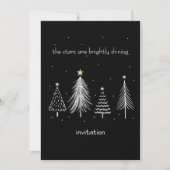 Invitation Noir et blanc Arbre de Noël moderne Arbre d'or Éto (Devant)