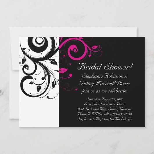 Invitation Noir et blanc avec accentuation de la spirale mage (Devant)