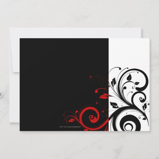 Invitation Noir et blanc avec flèche inverse rouge (Dos)
