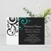 Invitation Noir et blanc avec Turquoise rotation inverse (Debout devant)