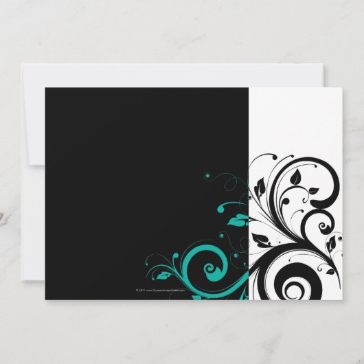 Invitation Noir et blanc avec Turquoise rotation inverse (Dos)