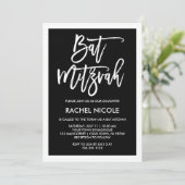 Invitation Noir et blanc| Bat mitzvah de typographie moderne (Debout devant)