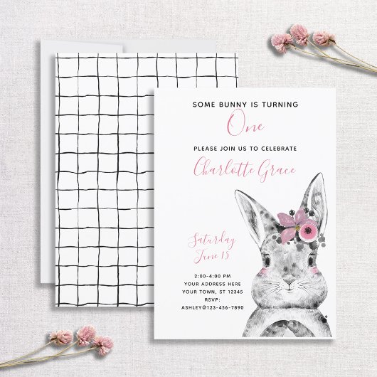 Invitation Noir et blanc Certains lapins tournent un annivers