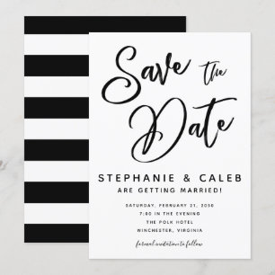 Invitation Noir et blanc classique Enregistrer la date