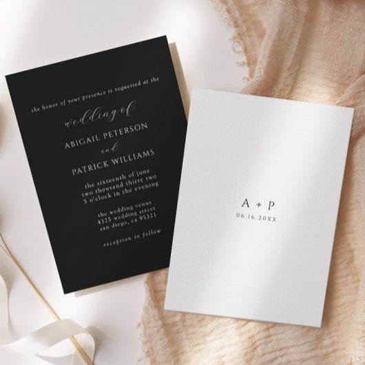 Invitation Noir et blanc classique Mariage minimal