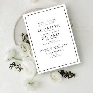 Invitation Noir et blanc classique Mariage simple
